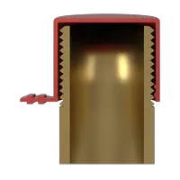 Sottotappo conico con linguetta di estrazione laterale verticale per filetti BSP
